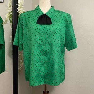Vintage green polka-dot blouse